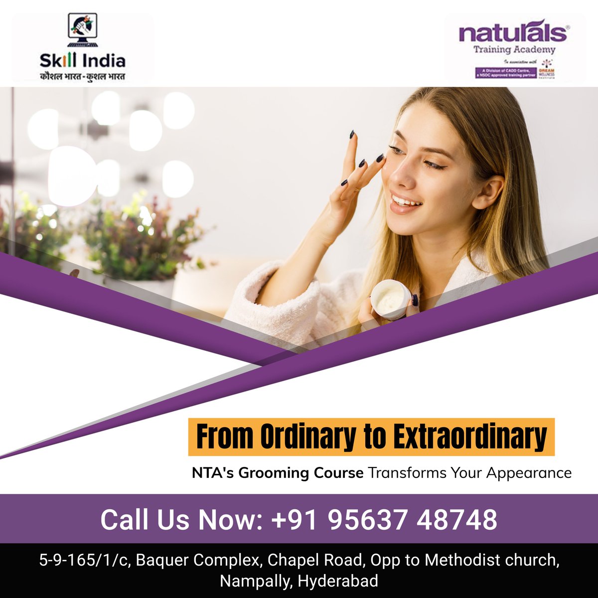Experience the transformation from ordinary to extraordinary with Naturals Training Academy's grooming course. Contact Us: 95637 48748 visit : naturalsacademy.com #ordinarytoextraordinary #groomingcourse #naturalstrainingacademy #nta #nampally #hyderabad