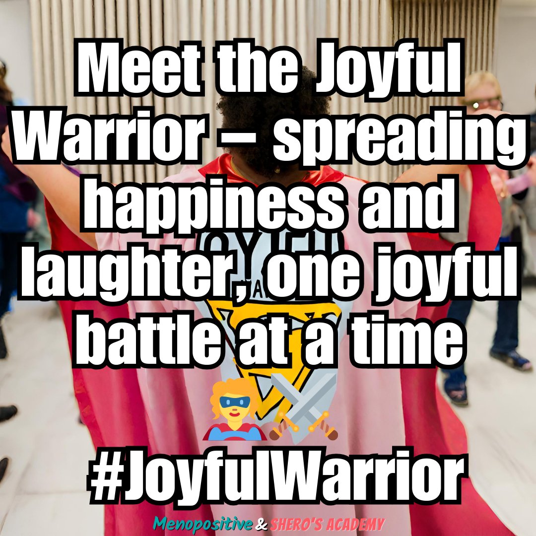 Meet the Joyful Warrior – spreading happiness and laughter, one joyful battle at a time 
🦸‍♀️⚔️ #JoyfulWarrior #menopositive #menopause #perimenopause #badass #sherosacademy #mindsetcoach #transformationcoach #lifecoach