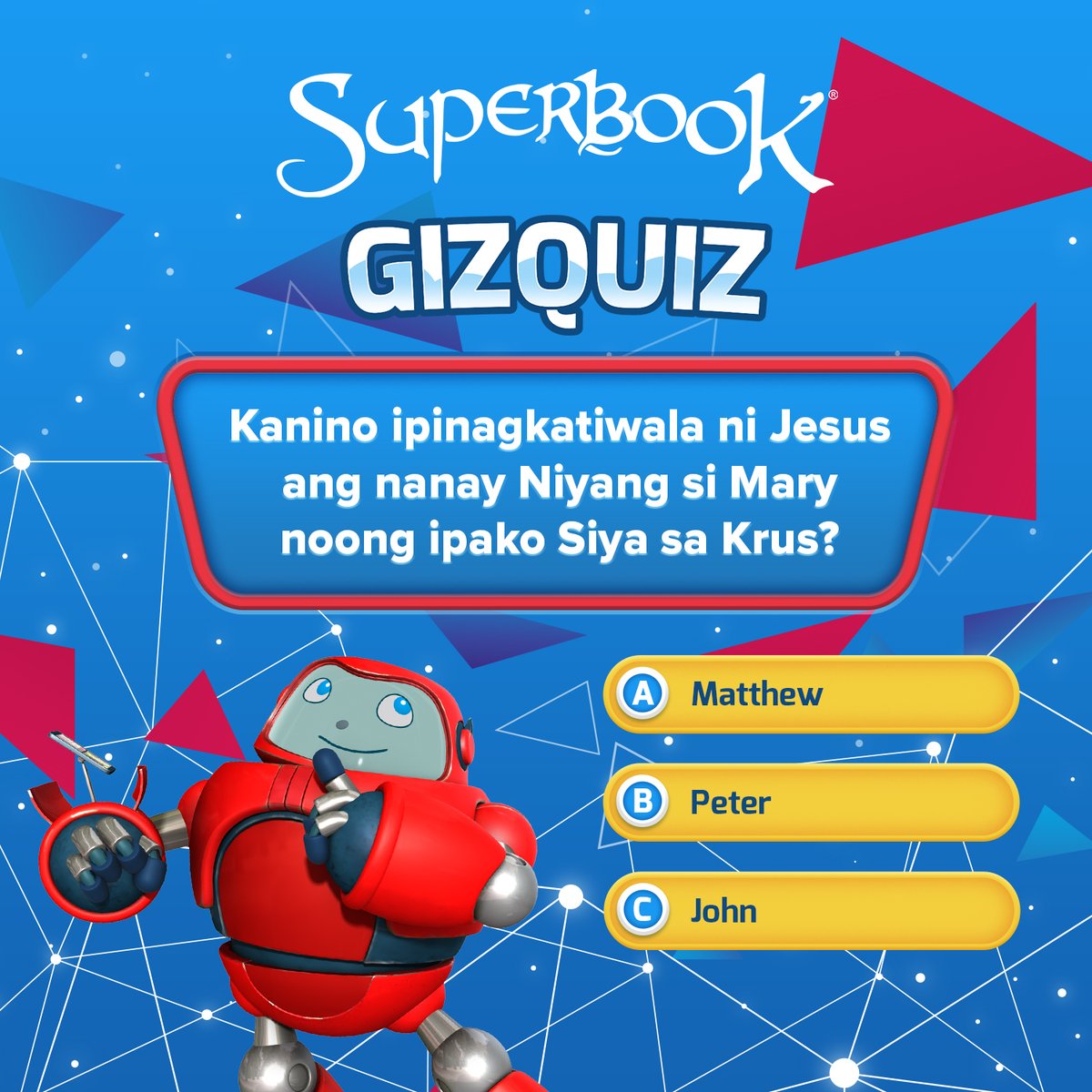 Hint: Siya ang nagsulat ng Book of Revelation sa Bible! 📖❤️✍🏼 #BibleQuiz #SuperbookGames