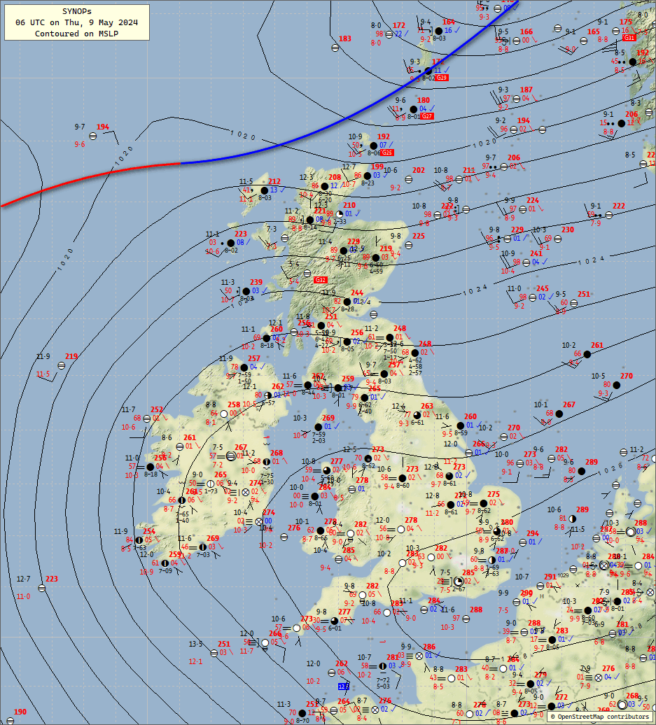 9 May 2024
06 UTC 
Surface analysis
#ukweather
@bbcweather @metoffice