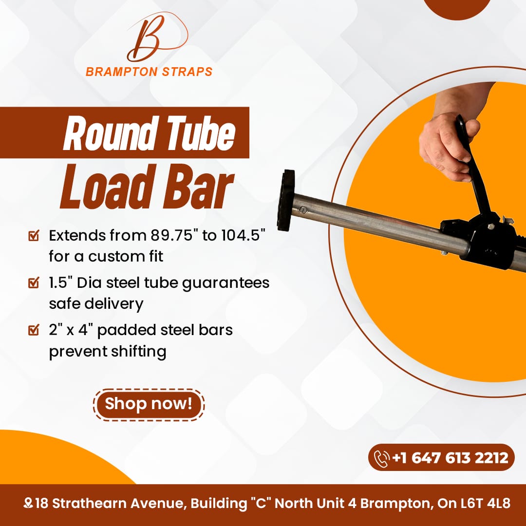 Ensure secure cargo transport with our Round Tube Load Bar! With adjustable length from 89.75' to 104.5' for a tailored fit, sturdy 1.5' Dia steel tube ensures safe delivery. 

☎️+16476132212

#SecureCargo #TransportSafety #AdjustableLength #BramptonStraps #Cargo