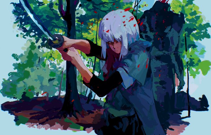 「outdoors white hair」 illustration images(Latest)｜5pages