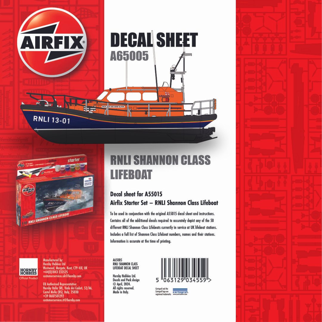 Dive into the world of maritime modelling… To compliment the recent release of our RNLI Shannon Class Lifeboat kit, we are delighted to reveal our new decal sheet for this model. This single sheet enables you to build one of the fifty currently serving Shannon Class Lifeboats.