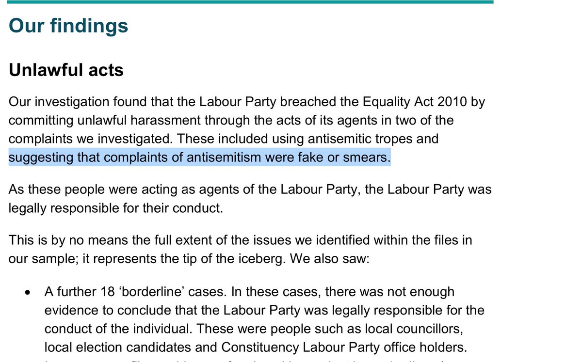 EHRC solemnly declared that accusations of antisemitism, no matter how obviously fraudulent, politically motivated or just plain stupid, were automatically true and claiming otherwise is 'unlawful harassment of Jewish people'.
#ItWasAScam 
#ItsAScam