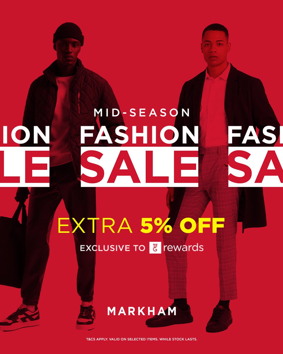 Our Mid-Season SALE is here! Upgrade your wardrobe with amazing savings. From classic essentials to bold statements, shop now and save on style! TFG Rewards Members score an extra 5% off! 👉🏿 bash.com/markham/sale Offer valid in-store & online until 12 May. T's & C's apply