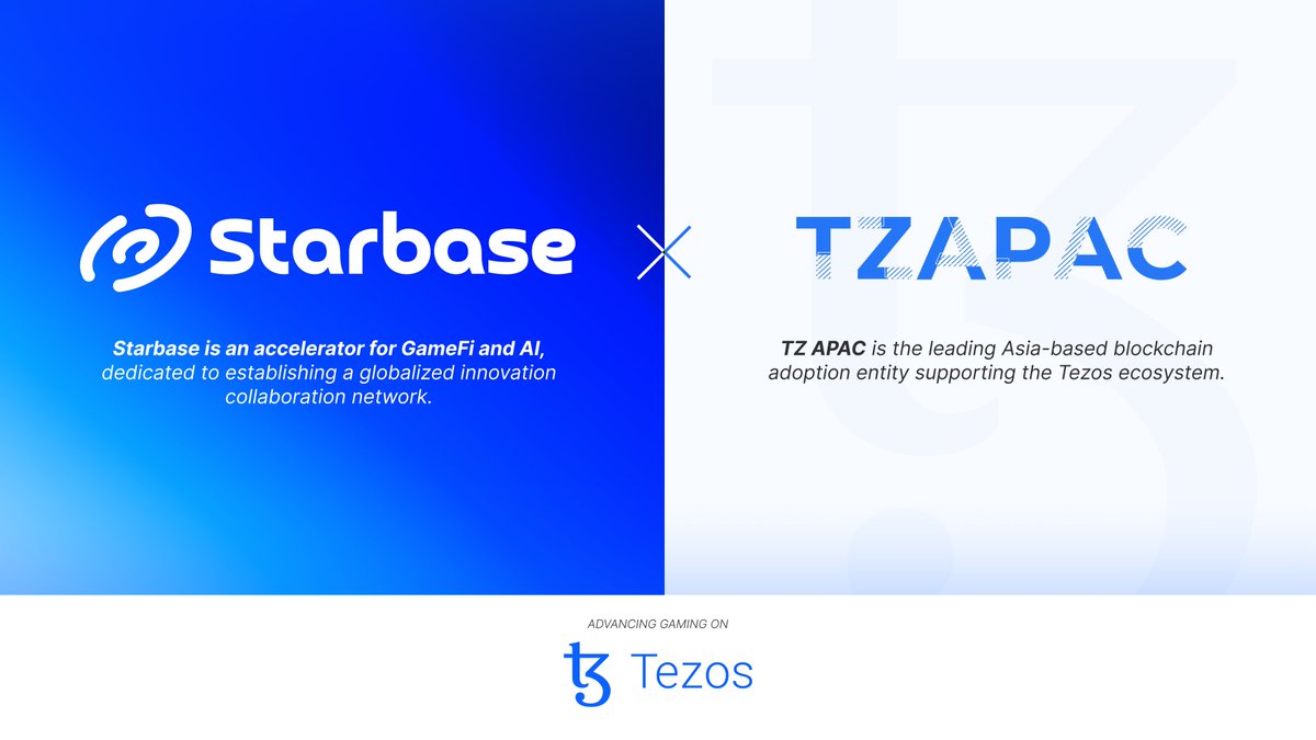 🥳We are thrilled to announce that @MyStarbase_com has reached a strategic partnership with @TzApac, a leading blockchain adoption entity, jointly advancing #Web3Gaming in the @tezos ecosystem. Through the collab, Starbase and TZ APAC aim to inject momentum into the thriving APAC