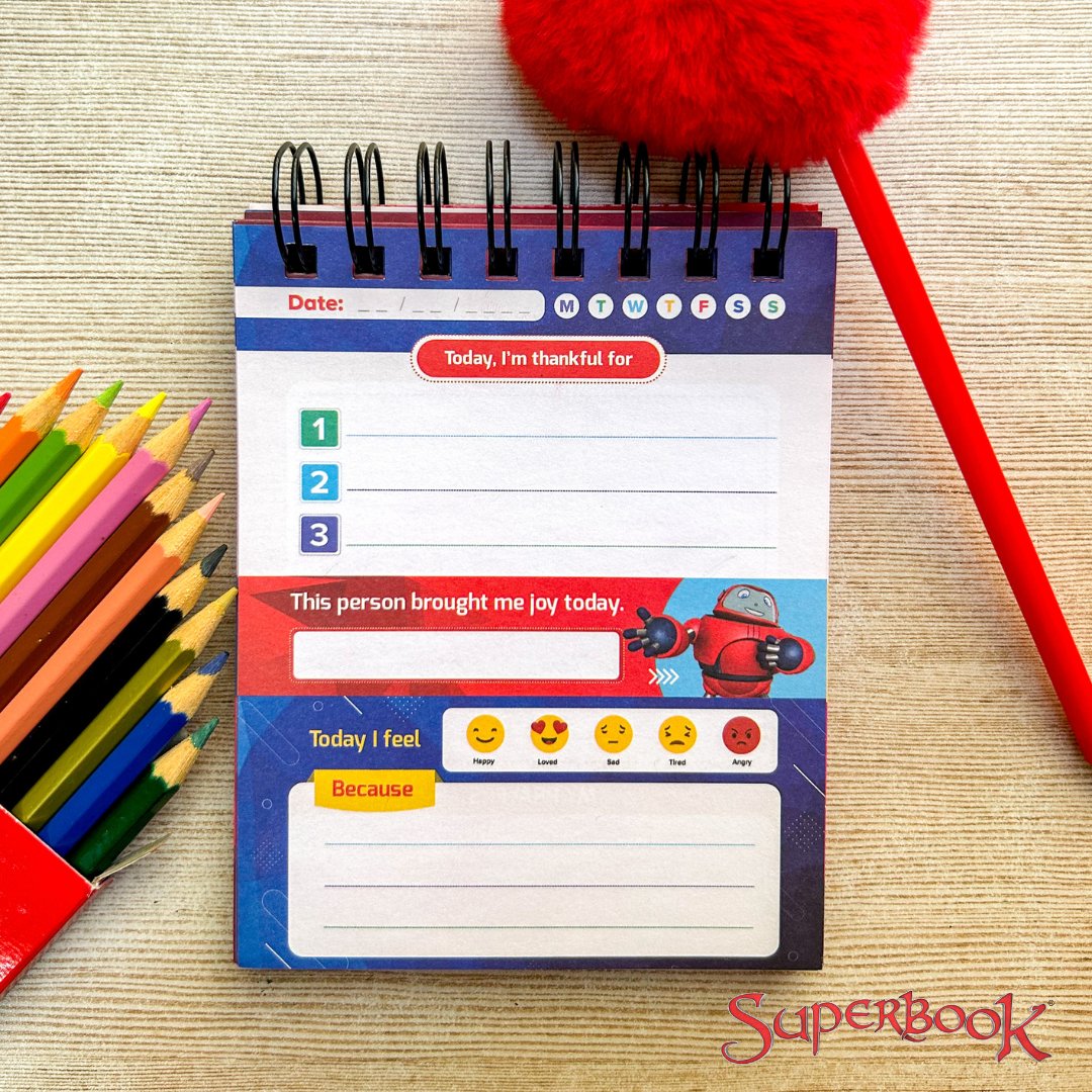 Kuya and ate, mahilig bang magsulat ang mga kapatid niyo? 😊 Bigyan niyo siya ng Superbook Gratitude Journal! 📒 I-checkout niyo na ito sa Shopee (bit.ly/3setXnj). Available rin ito sa @PHbiblesociety at PCBS stores nationwide! 🛍 #GiftsForKids #SuperbookMerch