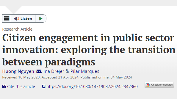Open access: Huong Nguyen, @i_drejer and Pilar Marques connect debates concerning the transition from the ‘new public management’ to the ‘new public governance’ paradigm with the application of different helix models to public sector innovation tandfonline.com/doi/full/10.10…