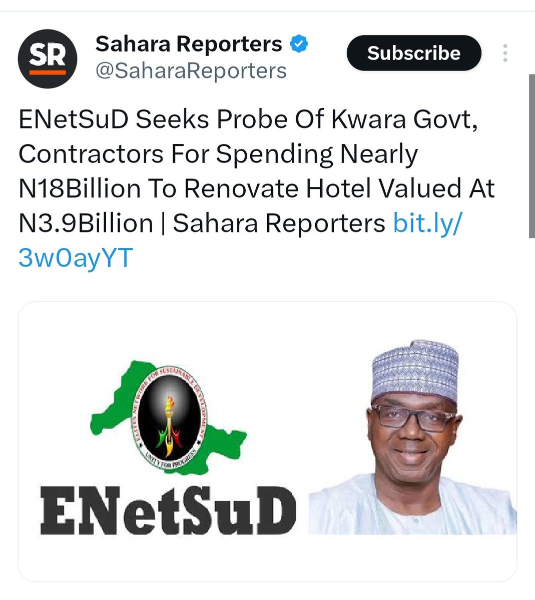 Update on Kwara Hotel: 

<a href="/followKWSG/">Kwara State Government</a> paid 6.5 billion naira to Craneburg contractor as of March 2024.

This act is contrary to the public promise by the <a href="/followKWSG/">Kwara State Government</a> that the company will finance the project till completion and would be refunded thereafter.

#FollowKwaraMoney