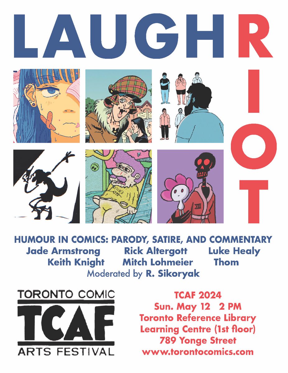 At @TorontoComics on Sunday, I’m moderating the 'Laugh Riot: Humour in Comics” panel with @LukeHealy @jelajade @KeefKnight Thom, Mitch Lohmeier, and Rick Altergott. torontocomics.com/2024-programmi… More links in bio.