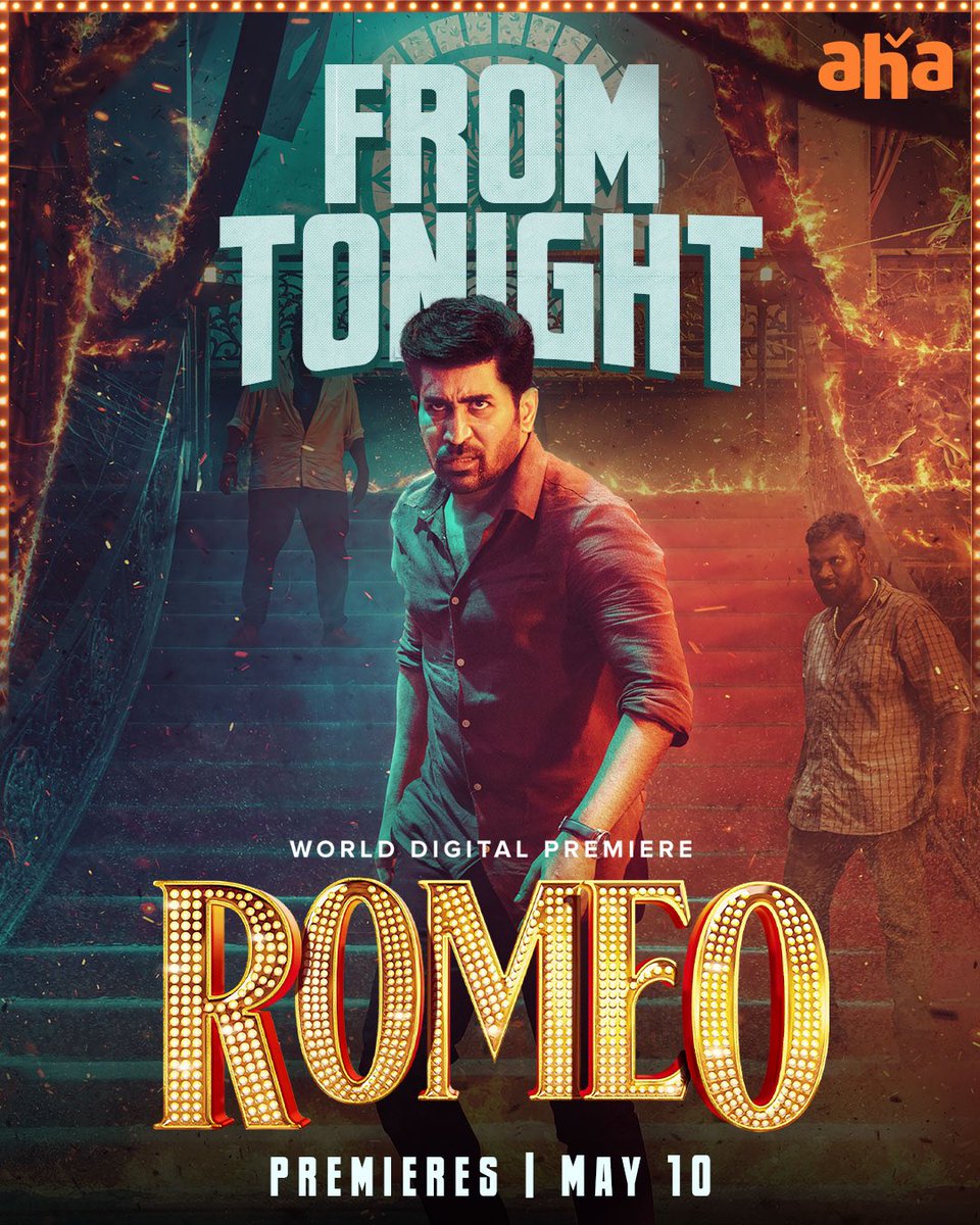 🥊Action 🌹Romance-nu ellam sentha oru absolute entertainment ku ready ah? #ROMEO Premieres Tonight #RomeoOnaha @vijayantony @mirnaliniravi @actorvinayak_v @BarathDhanasek5 @prorekha @thinkmusicindia