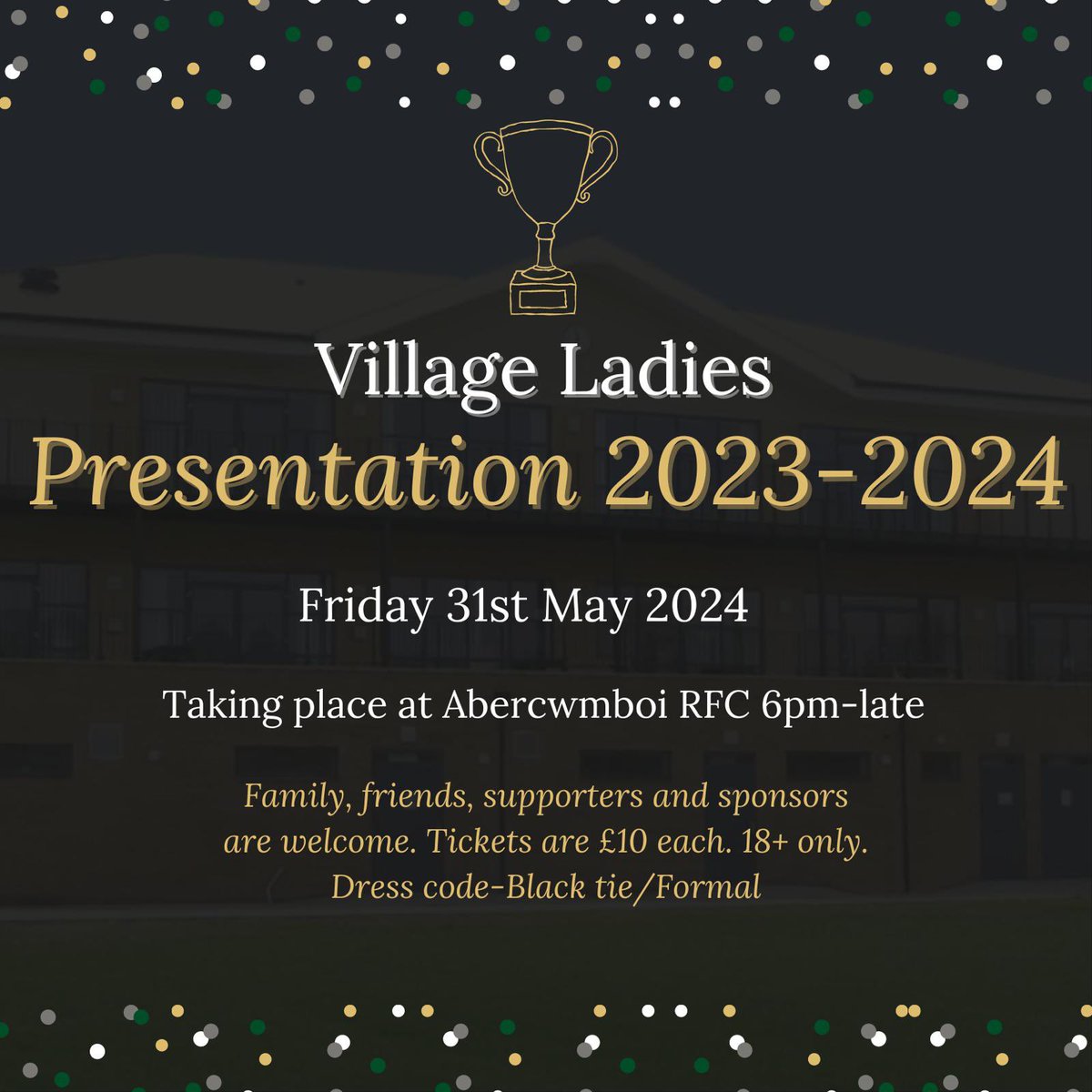 The ladies first presentation takes place 31st May. Friends, family, supporters and sponsors are welcome to join us to celebrate the success of our first season 💚🖤