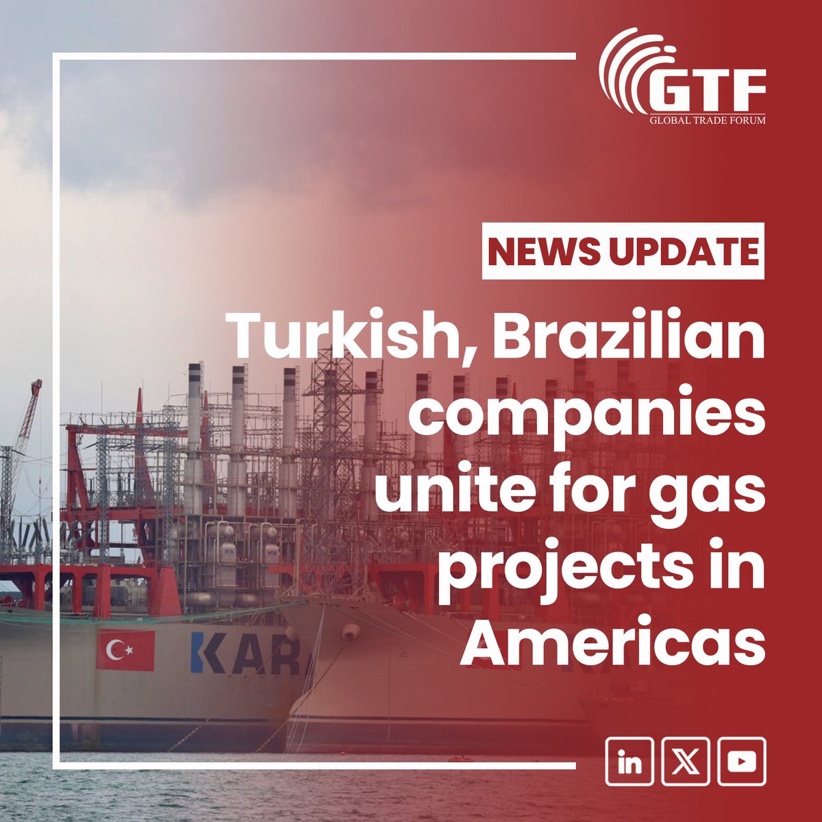 Türkiye's floating energy supplier Karpowership has signed a deal with Brazilian state oil firm Petrobras to combine their expertise in the natural gas and energy sectors, the company announced Tuesday.

#TürkiyeTrade #GTF2024 #GlobalTradeForum #EUTradeRelations #EuropeEconomy