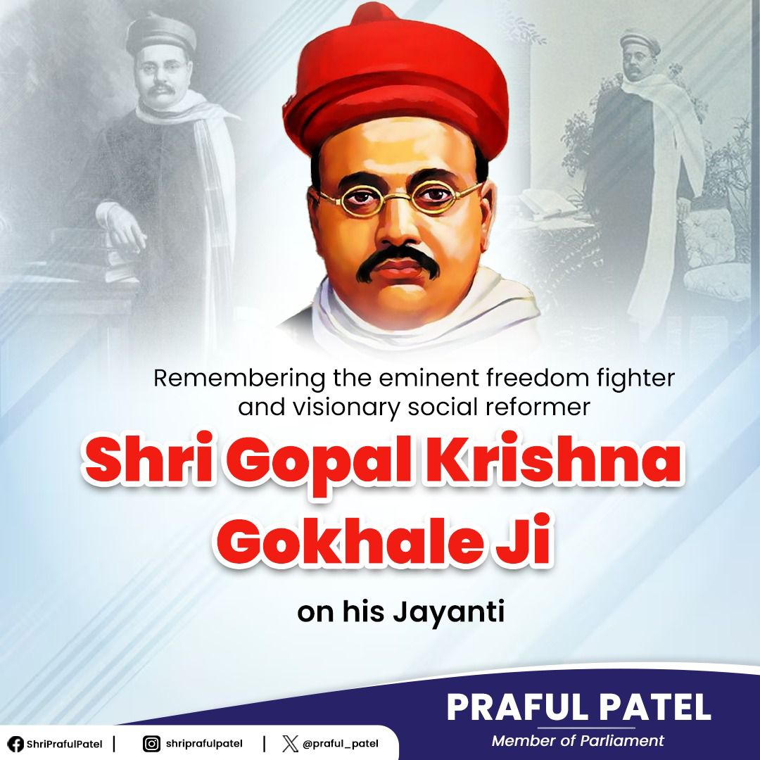 On the occasion of his Jayanti, we pay tribute to Gopal Krishna Gokhale Ji, a key figure in India's freedom struggle and a pioneer of social reform whose legacy continues to inspire. #GopalKrishnaGokhale
