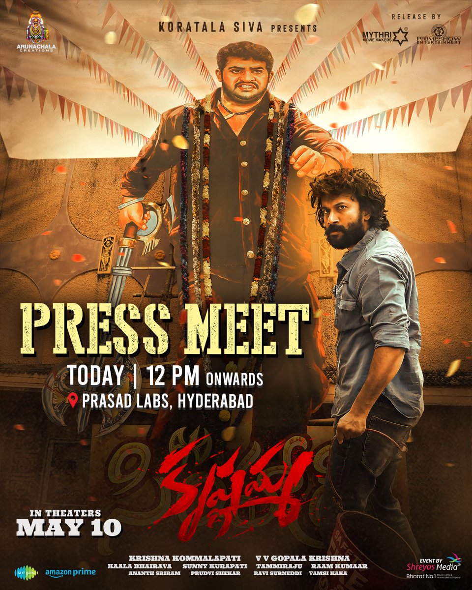 Get ready to dive into the world of #Krishnamma at the Grand Press Meet.🤩🔥 Today @ 12 PM ⏰ STAY TUNED TO: ▶️ youtube.com/live/STcdWZjl2… #Krishnamma GRAND RELEASE ON 𝐌𝐀𝐘 𝟏𝟎𝐭𝐡 by @Releasebymythri & @Primeshowtweets 💥 ⭐️ing @ActorSatyaDev #VVGopalakrishna…