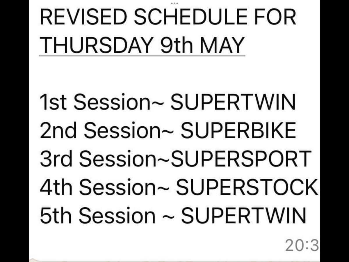 Thursday qualifying schedule NW200 Live timing speedhive.mylaps.com/livetiming/DD9…