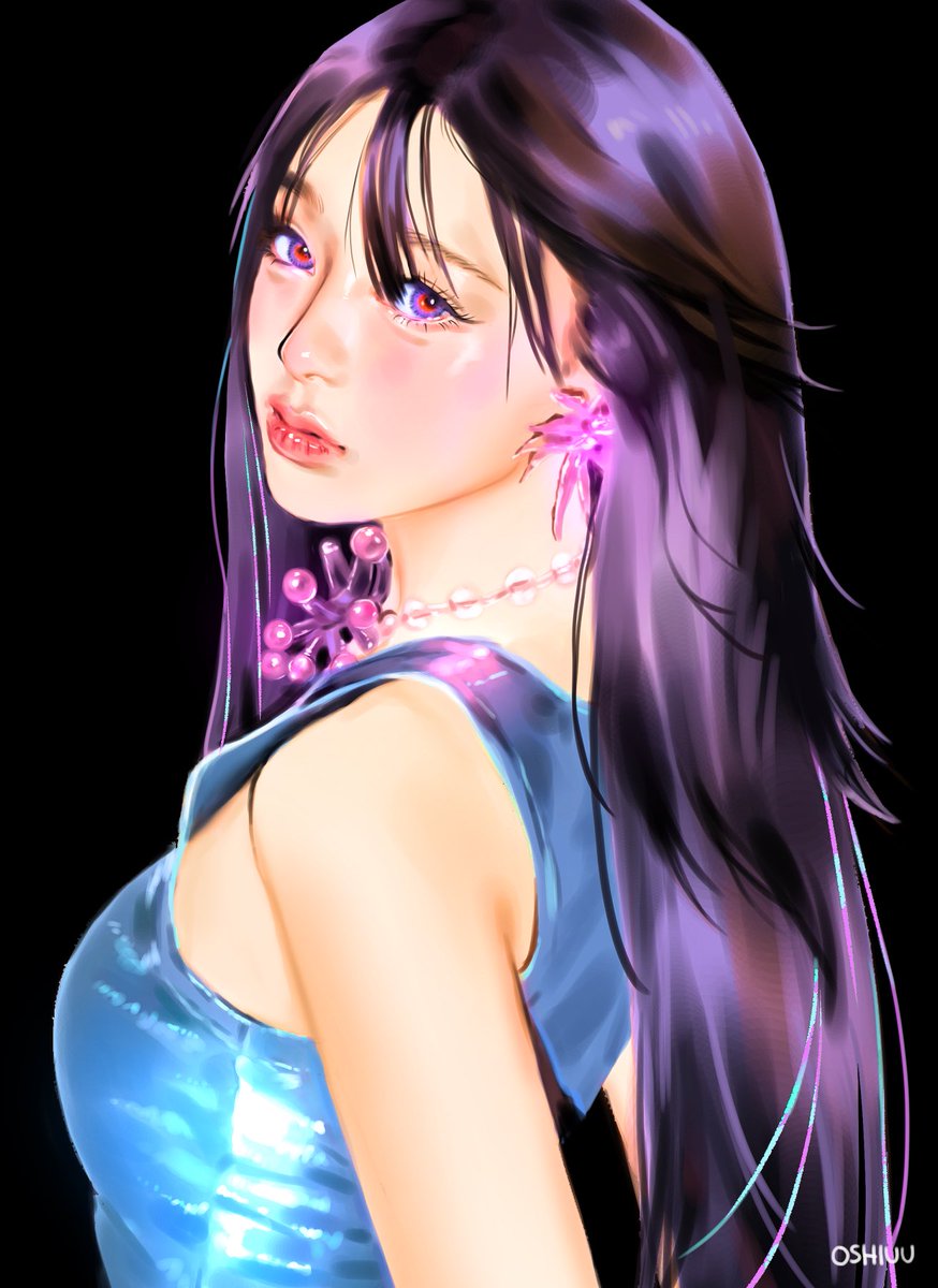 1girl solo long hair breasts looking at viewer simple background shirt  illustration images