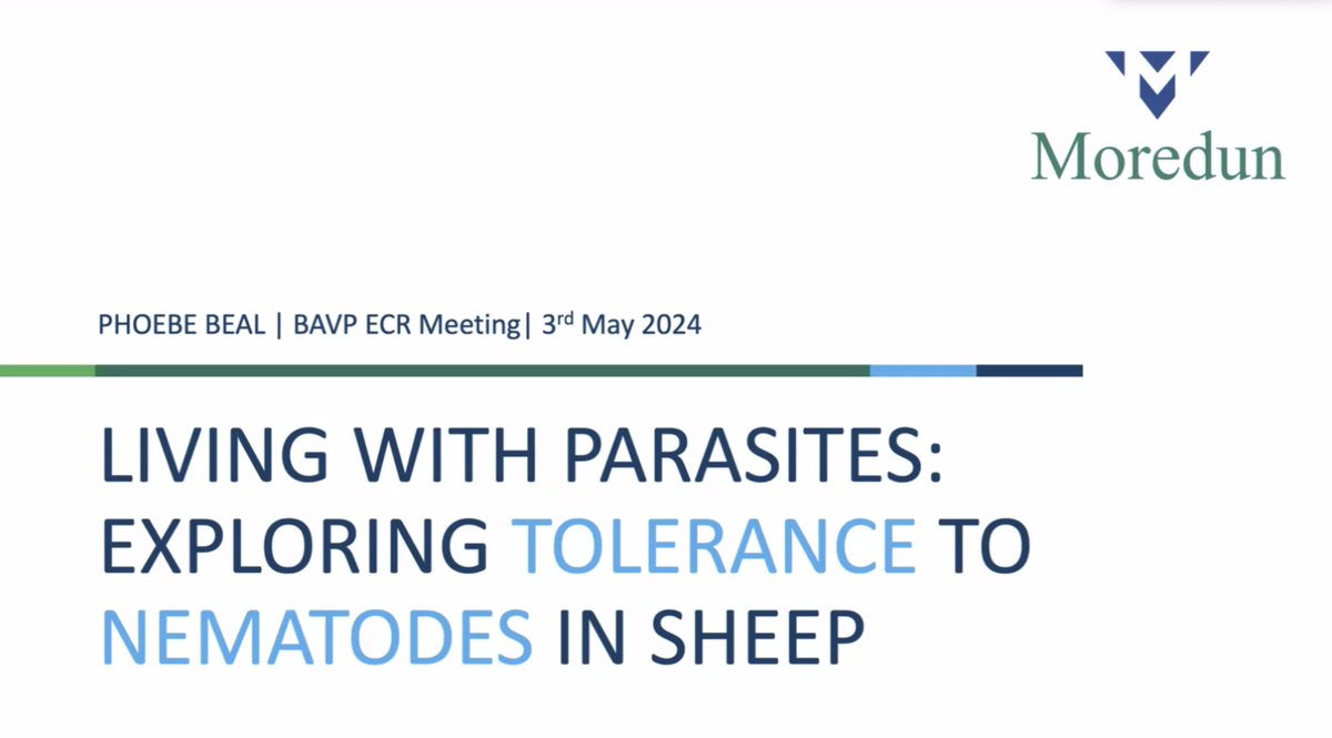 🏆BAVP ECR Winner of Best Research Presentation 🏆

Pheobe Beal -  Living with parasites: tolerance to nematodes in sheep 🐑🥳

#BAVPECR24 @MoredunComms