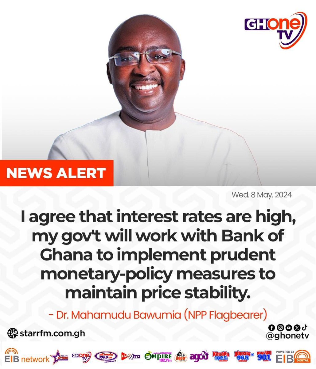 In 2017, Bawumia said, 'The GhanaCard and digital address will reduce interest rates.'

Fast forward to 2024, here is Bawumia telling us that interest rates are high and that his government will reduce them if he becomes President.

Why can't he do it now??? #Bawuliar nie