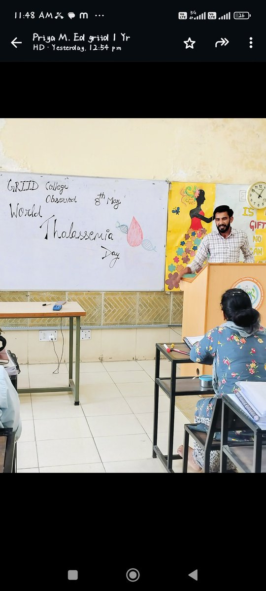 GriidId's tweet photo. @_NSSIndia @YASMinistry @ianuragthakur @NisithPramanik World Thalaseemia Day observed GRIID, sector 31C, chandigarh. NSS program officer Dr. M. Karuppasamy, explained the importance of blood donation to save this kind of disorder people in the world. Mr. Vishnu NSS volunteer explained the condition and showed the video for disability https://t.co/0ywCQoV8dm