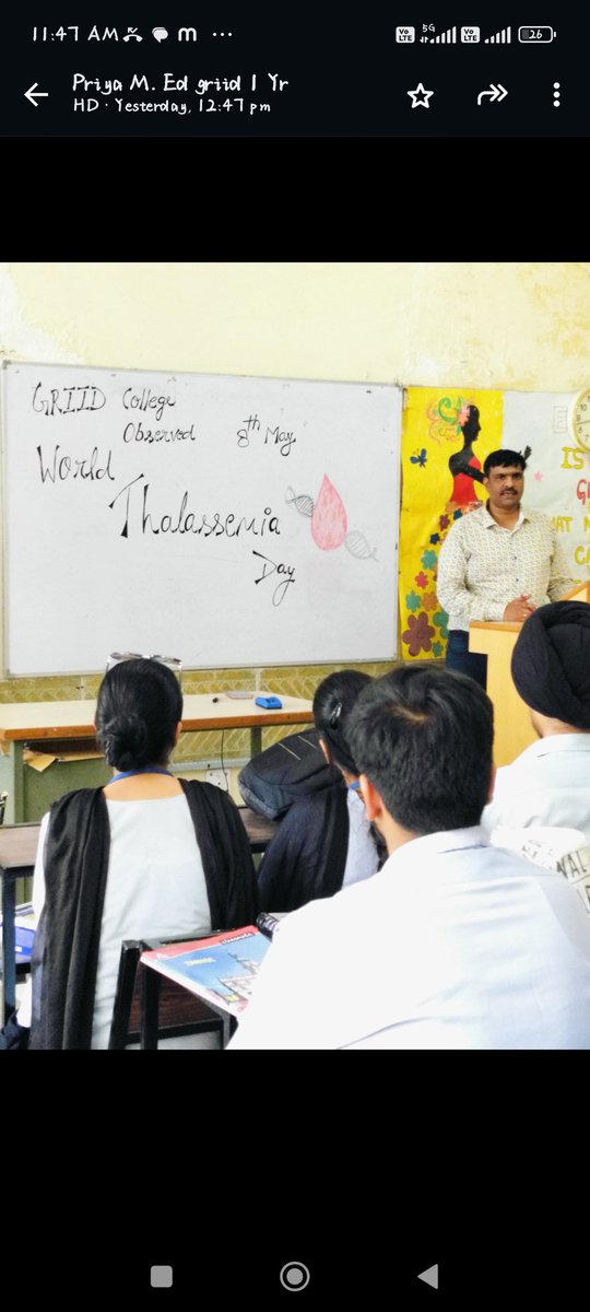 GriidId's tweet photo. @_NSSIndia @YASMinistry @ianuragthakur @NisithPramanik World Thalaseemia Day observed GRIID, sector 31C, chandigarh. NSS program officer Dr. M. Karuppasamy, explained the importance of blood donation to save this kind of disorder people in the world. Mr. Vishnu NSS volunteer explained the condition and showed the video for disability https://t.co/0ywCQoV8dm