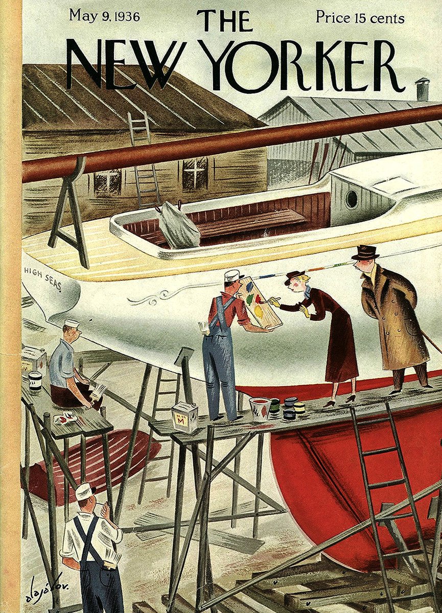 #OTD in 1936
(a woman’s touch)
Cover of The New Yorker, May 9, 1936
Constantin Alajálov
#TheNewYorkerCover #ConstantinAlajálov #womensfashion #mensfashion #yacht #sailboat #boatyard #boatbuilding