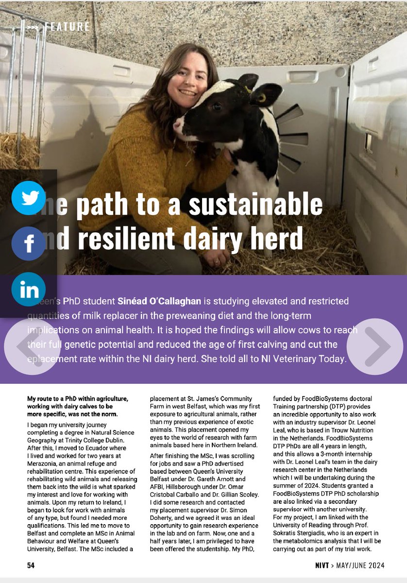 Sinéad O'Callaghan (@sinead_ocall) on Twitter photo Herd the news?! 🐄🐮 Check out the piece I wrote for <a href="/today_ni/">NI Vet Today</a> about the alternative path to my PhD and how my PhD hopes to forge a path to a sustainable and resilient dairy herd🐮🐄
nivettoday.com/digital/May_Ju… page 54-56
<a href="/Arnottlab_qub/">Arnott Lab</a> <a href="/QUBbioscience/">School of Biological Sciences</a> <a href="/QUBIGFS/">IGFS</a> <a href="/AFBI_Hills/">AFBI Hillsborough</a> Herd the news?! 🐄🐮 Check out the piece I wrote for <a href="/today_ni/">NI Vet Today</a> about the alternative path to my PhD and how my PhD hopes to forge a path to a sustainable and resilient dairy herd🐮🐄
nivettoday.com/digital/May_Ju… page 54-56
<a href="/Arnottlab_qub/">Arnott Lab</a> <a href="/QUBbioscience/">School of Biological Sciences</a> <a href="/QUBIGFS/">IGFS</a> <a href="/AFBI_Hills/">AFBI Hillsborough</a>