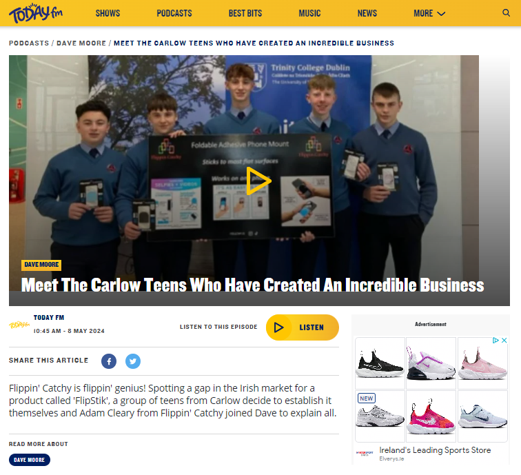 Ahead of today's Student Enterprise Programme Finals, Flippin Catchy, one of 81 Finalists, caught up with @DaveTodayFM on @TodayFM to tell him all about their business and the programme that has helped 400,000 students start businesses since it began! todayfm.com/podcasts/dave-…