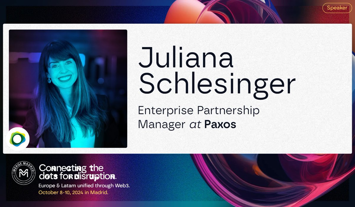 Happy to announce Juliana Schlesinger, Enterprise Partnership Manager at @Paxos Brazil, as speaker at #MergeMadrid! 🚀 Redefining financial infrastructure with Paxos in Brazil, she will share insights on driving transformative changes through advanced, regulated blockchain tech.