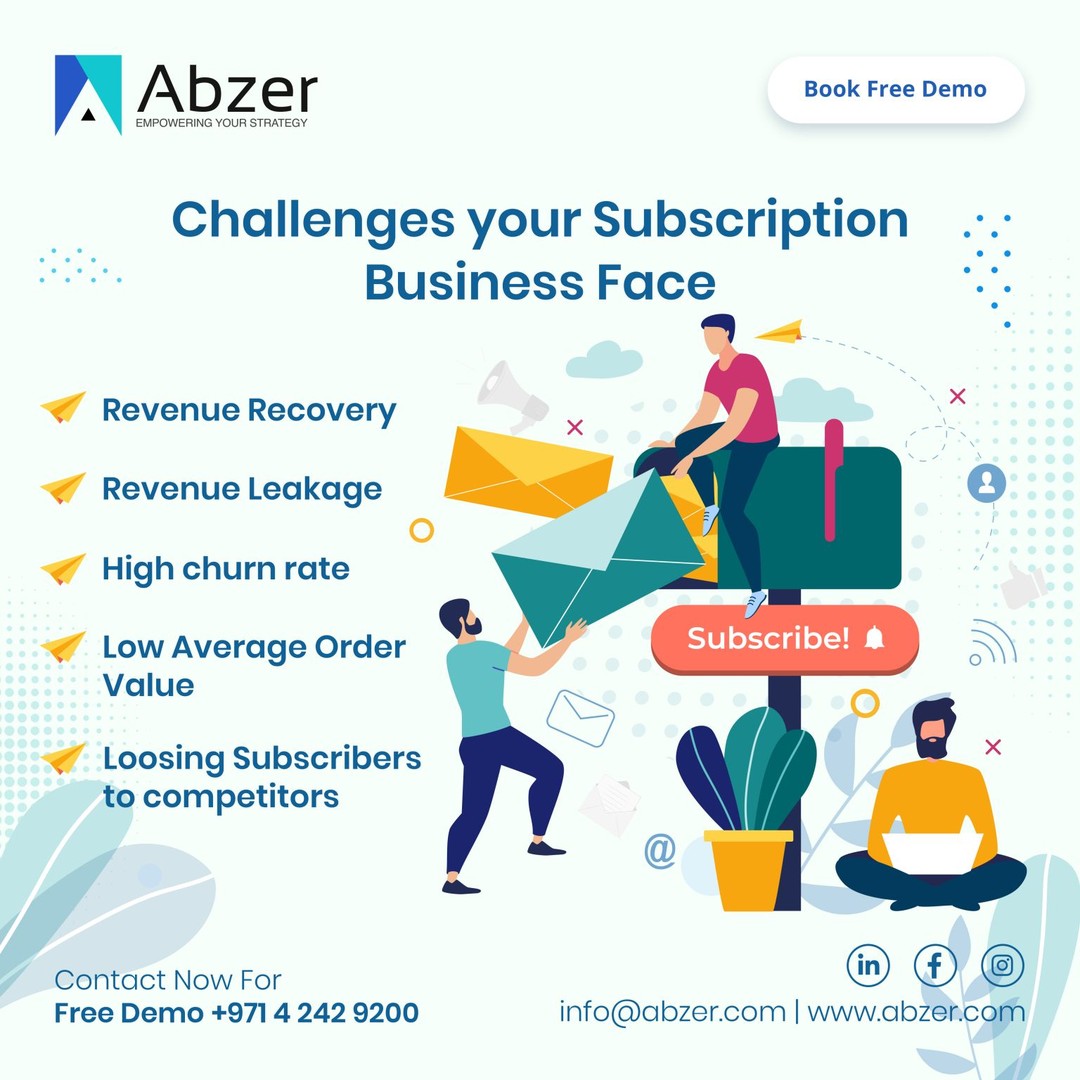 Are you running a subscription business? Do you also face these challenges?

abzer.com/subscription-m…

For the best Subscription Management Solution visit us at 𝐰𝐰𝐰.𝐚𝐛𝐳𝐞𝐫.𝐜𝐨𝐦 or write to us at 𝐢𝐧𝐟𝐨@𝐚𝐛𝐳𝐞𝐫.𝐜𝐨?
#subscriptionmanagementsolution
#abzerDMCC #Fintech