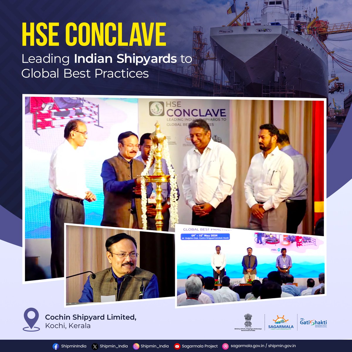T.K. Ramachandran, IAS, Secretary, MoPSW inaugurated HSE Conclave hosted by @cslcochin, today. The event will bring together leading Indian shipyards in a collective endeavor to foster a robust culture of safety & excellence within Indian shipbuilding & ship repair facilities
