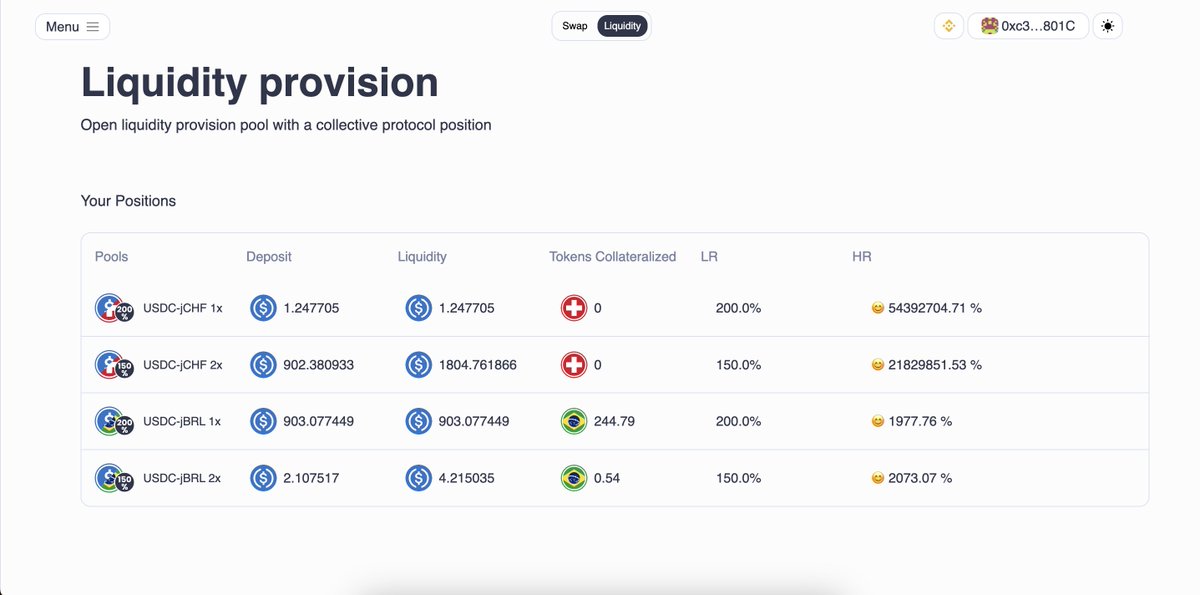 Jarvis_Network's tweet photo. 🔥 The liquidity provision page are live!

LP Vaults allow anyone to provide liquidity on #synthereum.

LP Vaults have leverage: a leverage of 2 means that for each USDC deposited, 2 USDC worth of jFIATs can be bought.

What about the yield?

1/6 https://t.co/30uJ8F2qdJ