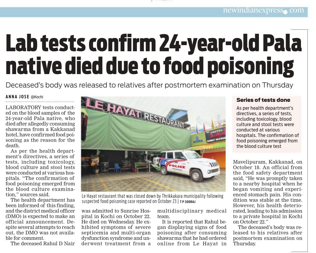 @SurajyaCampaign @fssaiindia @PIBConsumerFood @MOFPI_GOI @AyushmanNHA @MoHFW_INDIA @CMOMaharashtra @MahaDGIPR @narendramodi @FoodFood @NDTVFood @Right_2_Health @mumbaimatterz @ndtv @mybmc There have been reports of deaths after eating #Shawarma earlier too ! Are the authorities paid to just issue a licence or to check the quality of food supplied and punish the guilty ? @jagograhakjago @SurajyaCampaign
