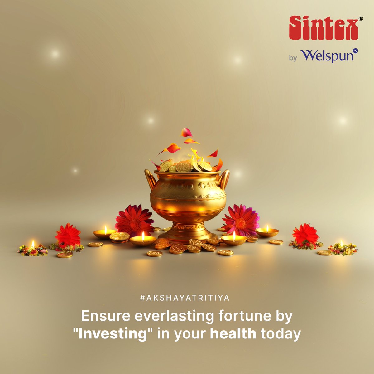 As the auspicious day of Akshaya Tritiya dawns upon us, let us embark on a journey filled with hope, prosperity, and of course good health. #Sintex #Welspun #SintexPure #DeshKiTanki #WaterTanks #SintexbyWelspun #WelspunGroup #AkshayaTritiya #Prosperity