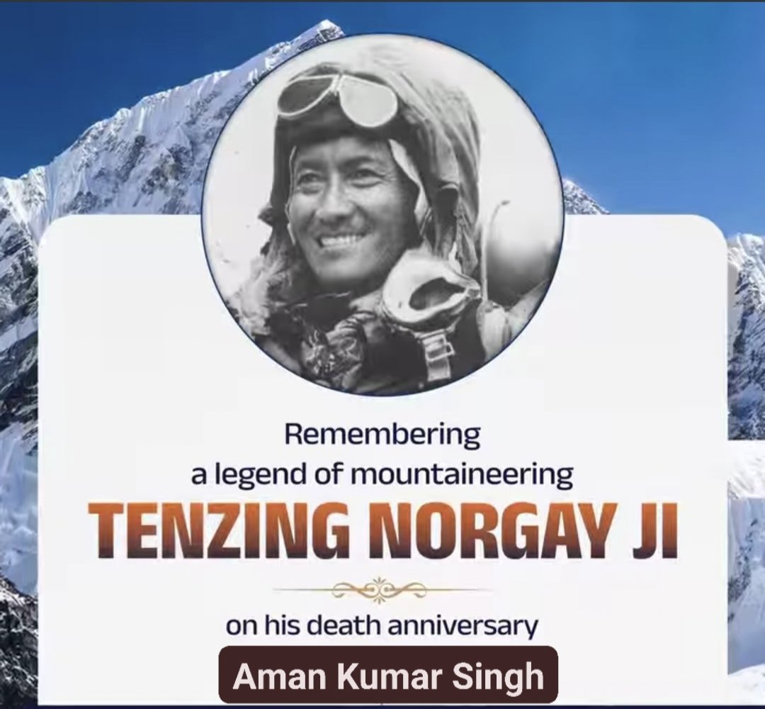 Remembering a legend of mountaineering Tenzing Norgay ji on his death anniversary.🙏🏻

#TenzingNorgay