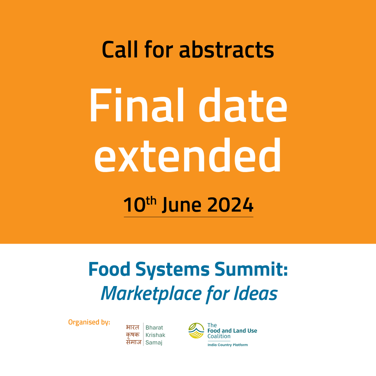 🔴 We’re extending the last date for submitting #abstracts to the #FoodSystems Summit 2024! Send in your abstracts before 🗓10th June here: 👉bit.ly/FSH_Form Details: 👉bit.ly/FSH_Details #callforabstracts