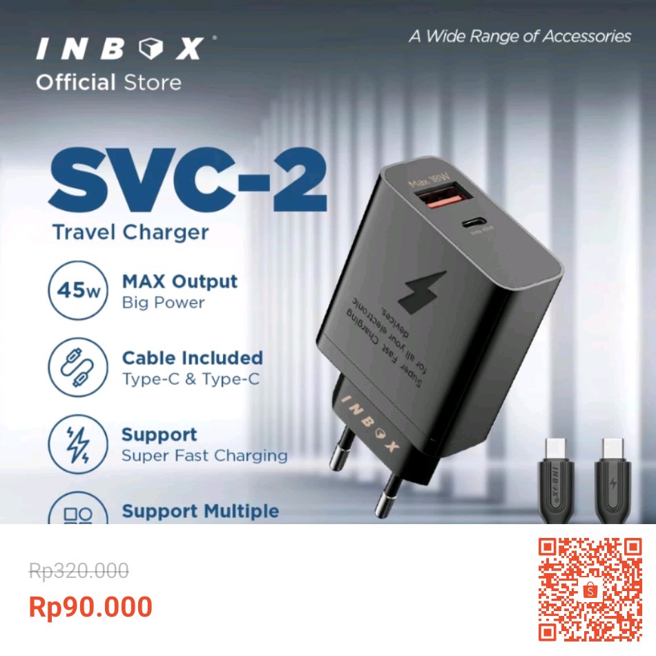 BONEKbrow's tweet photo. https://t.co/W8emPys0gn
Temukan dan dapatkan Inbox Kepala Charger SVC-2 45W Super Fast Charging Dual Port USB Type C - Adaptor dan Kabel Data Type C hanya Rp90.000 di Shopee sekarang juga! https://t.co/V3ZD0H3u53 #ShopeeID https://t.co/kw7Bkc2AID