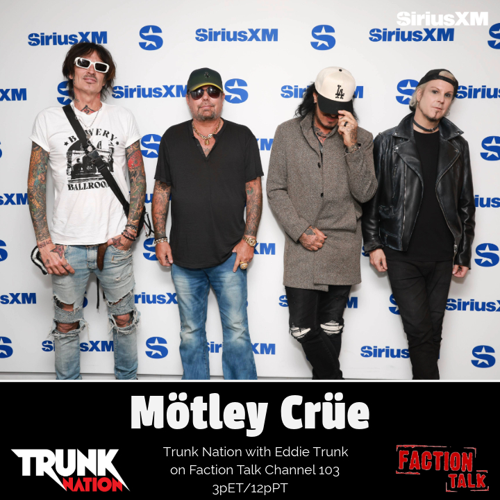 Today on #TrunkNation - @eddietrunk talks with @motleycrue's @NikkiSixx @thevinceneil @MrTommyLand & @john5guitarist about the recent secret NYC club show @boweryballroom & much more! Tune in on @factiontalkxl from 3-5pET or anytime on the @SIRIUSXM app: siriusxm.com/trunknation