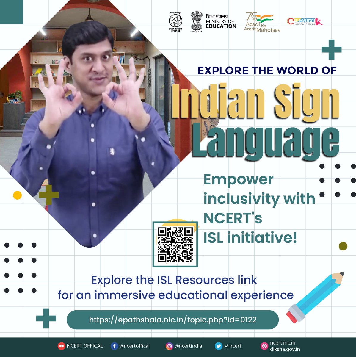 Join NCERT in celebrating inclusivity and breaking barriers in education!
Our commitment to Universal Design for Learning (UDL) is evident in the development of Teaching Learning Resources in Indian Sign Language (ISL), fostering an inclusive learning environment for students.