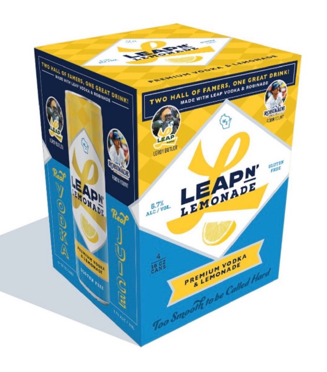 Keep an eye out for original Leap n’ Lemonade (6.7% ABV) and our new Leap n’ Lemonade All Day (4.5% ABV). Proudly handcrafted in Wisconsin. Two Hall-of-Famers, One Great Drink! #wisconsinmade #celebratelikeyouscored #swigforthefences