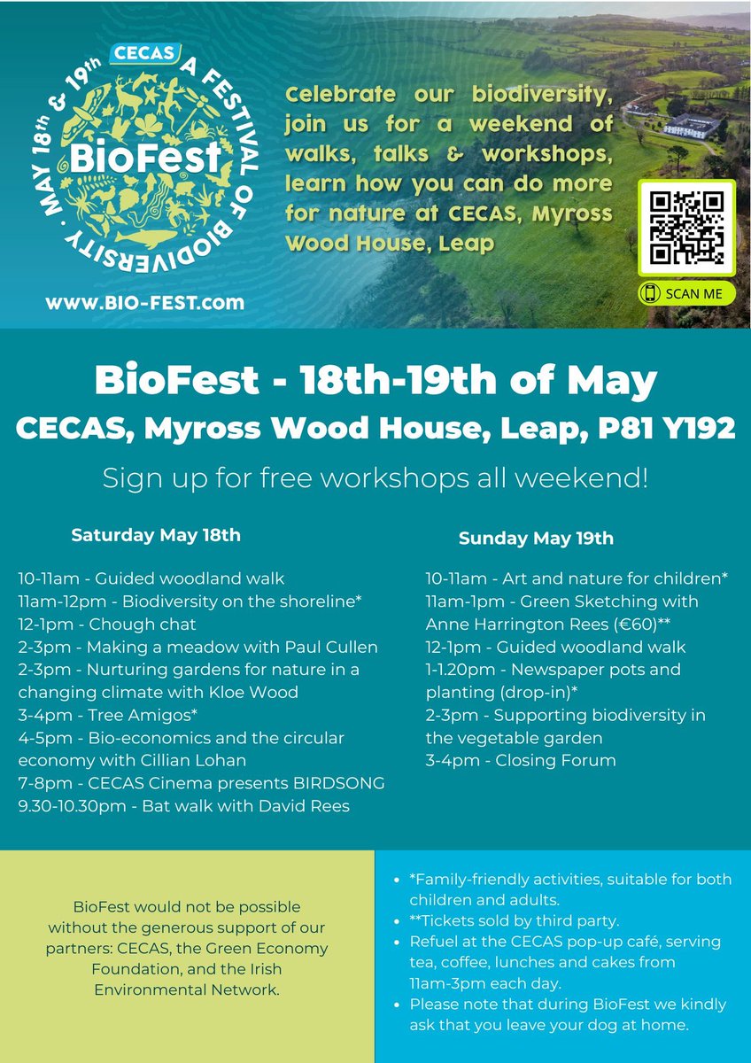 Lots of biodiversity events at @CECAS ⬇️

Leap, West Cork.

Check the details and book via: bio-fest.com 

#BiodiversityWeek2024