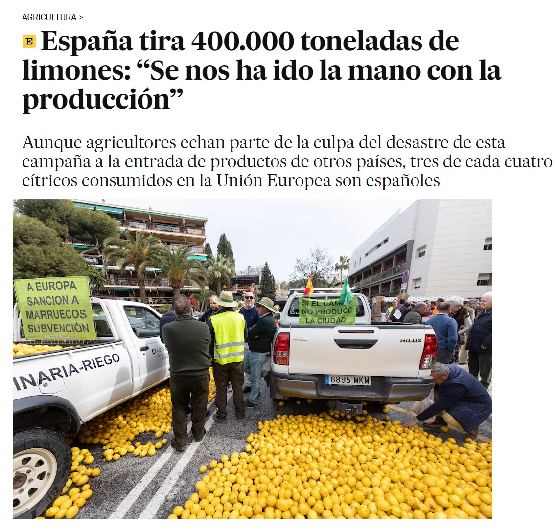 El País, İspanya, 9 Mayıs 2024: İspanya 400.000 ton limonu çöpe atıyor: 'Üretimde aşırıya kaçtık'. Yetiştiriciler bu sezon yaşanan felaketin bir kısmından diğer ülkelerden gelen ürünlerin girişini sorumlu tutsa da, Avrupa Birliği'nde tüketilen her dört narenciyeden üçü…