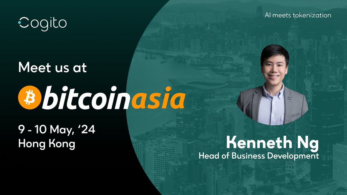 Cogito Finance (@cogitofi) on Twitter photo It's the start of <a href="/TheBitcoinConf/">The Bitcoin Conference</a> in Hong Kong! ๐ญ๐ฐ
Meet with our Head of BD, <a href="/TheKennethNg/">Kenneth Ng</a>, to discuss #RWA tokenization, #AI and our recent launch of $TFUND. It's the start of <a href="/TheBitcoinConf/">The Bitcoin Conference</a> in Hong Kong! ๐ญ๐ฐ
Meet with our Head of BD, <a href="/TheKennethNg/">Kenneth Ng</a>, to discuss #RWA tokenization, #AI and our recent launch of $TFUND.