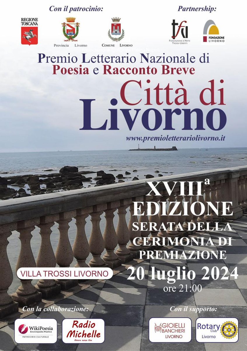 🔶 Scadenza 16/06/2024 
Premio Letterario Nazionale Città di Livorno di Poesia e Racconto Breve: concorso per racconti e poesie (opere inedite) 
▶️ concorsi-letterari.it/concorso-lette… 
#concorsiletterari #premioletterario #racconti