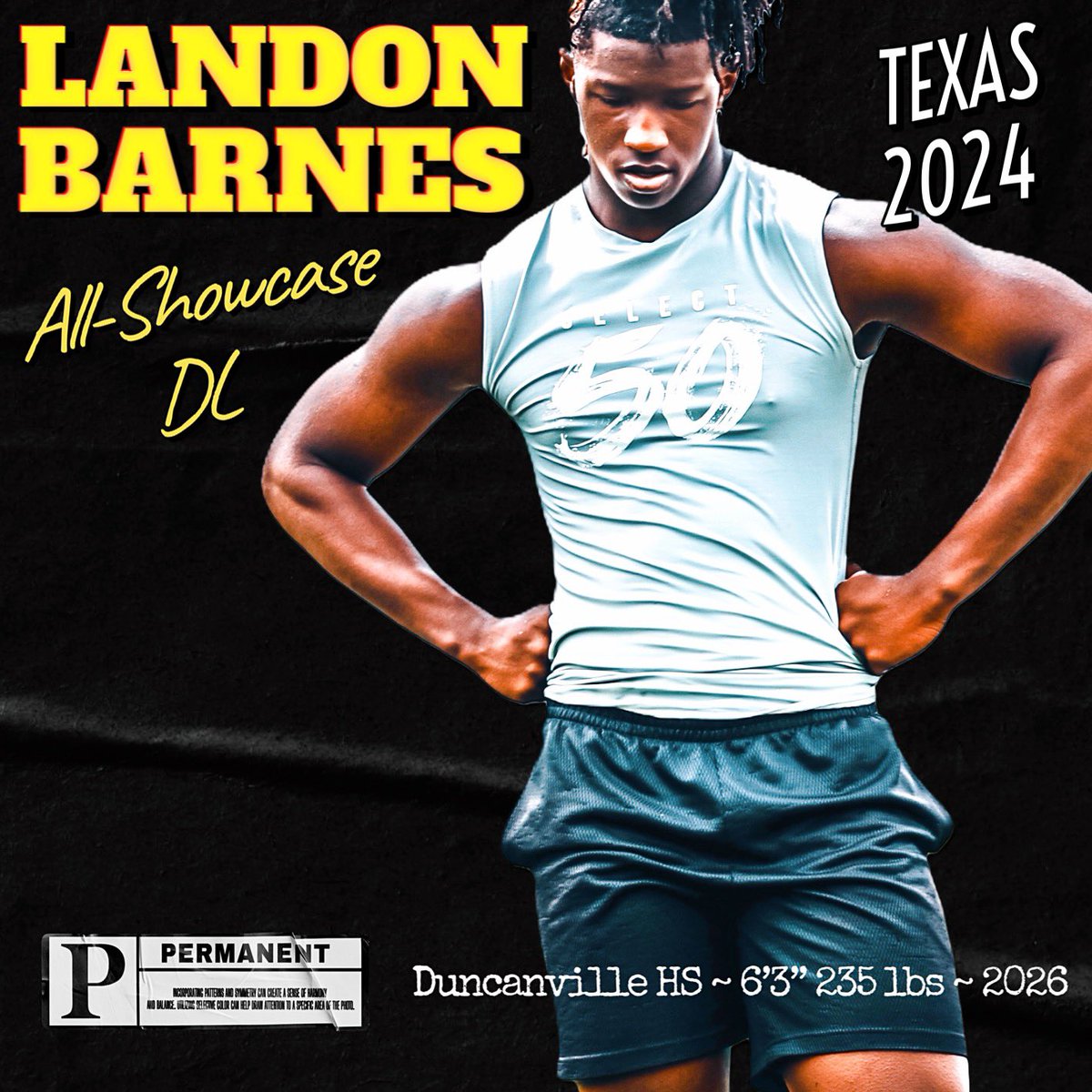 Select 50 Showcases (@select50sports) on Twitter photo Congrats to Texas Select 50 All-Showcase DL <a href="/LandoB26/">Landon Barnes</a>
@Duncanville_Fb <a href="/Duncanville_HS/">Duncanville High School</a> <a href="/ClemsonFB/">Clemson Football</a> <a href="/Seminoles/">FSU Seminoles</a> <a href="/HokiesFB/">Virginia Tech Football</a> <a href="/uscfb/">USC Football ✌️</a> <a href="/GeorgiaFootball/">Georgia Football</a> <a href="/OhioStateFB/">Ohio State Football</a> <a href="/GatorsFB/">Florida Gators Football</a> <a href="/CanesFootball/">Miami Hurricanes Football</a> <a href="/TexasLonghorns/">Texas Longhorns</a> <a href="/OU_Football/">Oklahoma Football</a> <a href="/UMichFootball/">Michigan Football</a> <a href="/PennStateFball/">Penn State Football</a> <a href="/UW_Football/">Washington Football</a> <a href="/AlabamaFTBL/">Alabama Football</a> <a href="/TCUFootball/">TCU Football</a> Congrats to Texas Select 50 All-Showcase DL <a href="/LandoB26/">Landon Barnes</a>
@Duncanville_Fb <a href="/Duncanville_HS/">Duncanville High School</a> <a href="/ClemsonFB/">Clemson Football</a> <a href="/Seminoles/">FSU Seminoles</a> <a href="/HokiesFB/">Virginia Tech Football</a> <a href="/uscfb/">USC Football ✌️</a> <a href="/GeorgiaFootball/">Georgia Football</a> <a href="/OhioStateFB/">Ohio State Football</a> <a href="/GatorsFB/">Florida Gators Football</a> <a href="/CanesFootball/">Miami Hurricanes Football</a> <a href="/TexasLonghorns/">Texas Longhorns</a> <a href="/OU_Football/">Oklahoma Football</a> <a href="/UMichFootball/">Michigan Football</a> <a href="/PennStateFball/">Penn State Football</a> <a href="/UW_Football/">Washington Football</a> <a href="/AlabamaFTBL/">Alabama Football</a> <a href="/TCUFootball/">TCU Football</a>