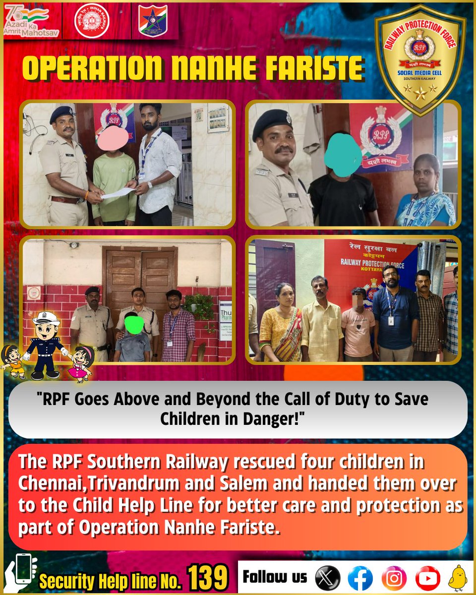 #OperationNanheFarishte  #RPFSR #goodwork #railways #southernrailways @RailMinIndia
@RPF_INDIA @GMSRailway