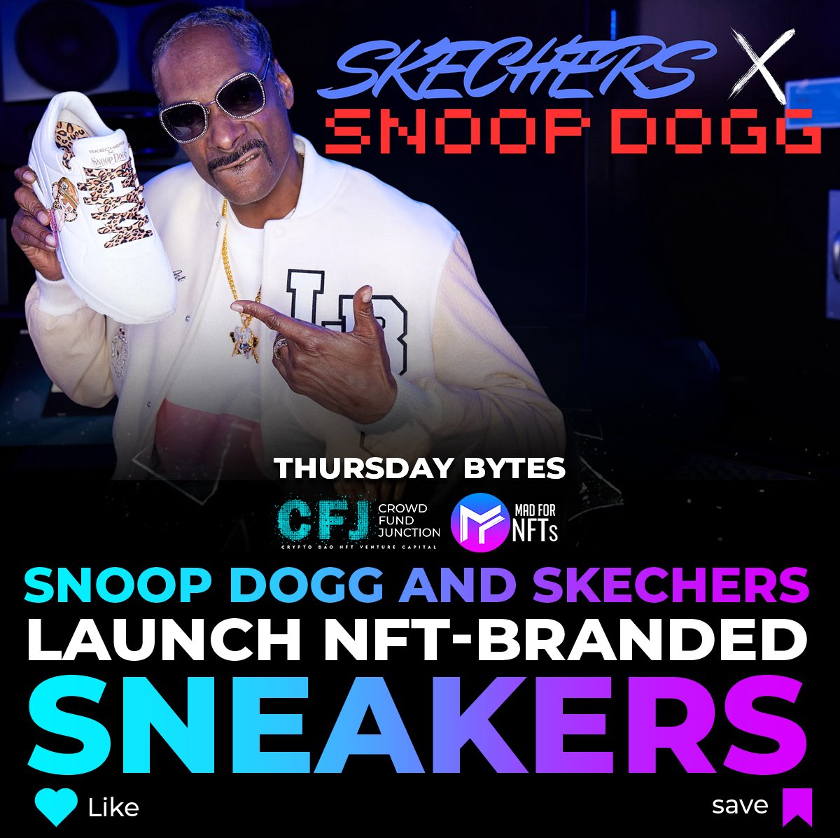 👟🔥 SNOOP DOGG AND SKECHERS LAUNCH NFT-BRANDED SNEAKERS 📃 Quick takes 1. 👟 Snoop Dogg x Skechers: Bringing Bored Ape NFTs to Sneaker Culture! 🚀 From the metaverse to your feet, the future of fashion is here. #NFTs #Skechers #BoredApeYachtClub' 2. 🌟 Snoop Dogg & Skechers…