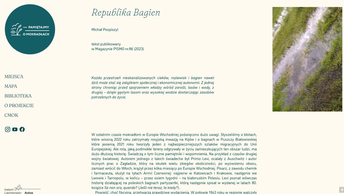 🔴#CentrumOchronyMokradeł zaprasza do lektury 'Republiki Bagien', tekstu o mokradłach z perspektywy społeczno - historycznej.
👉 pamietajmy.bagna.pl/Republika-bagi…
#AktywniObywateleDotacje @EEANorwayGrants