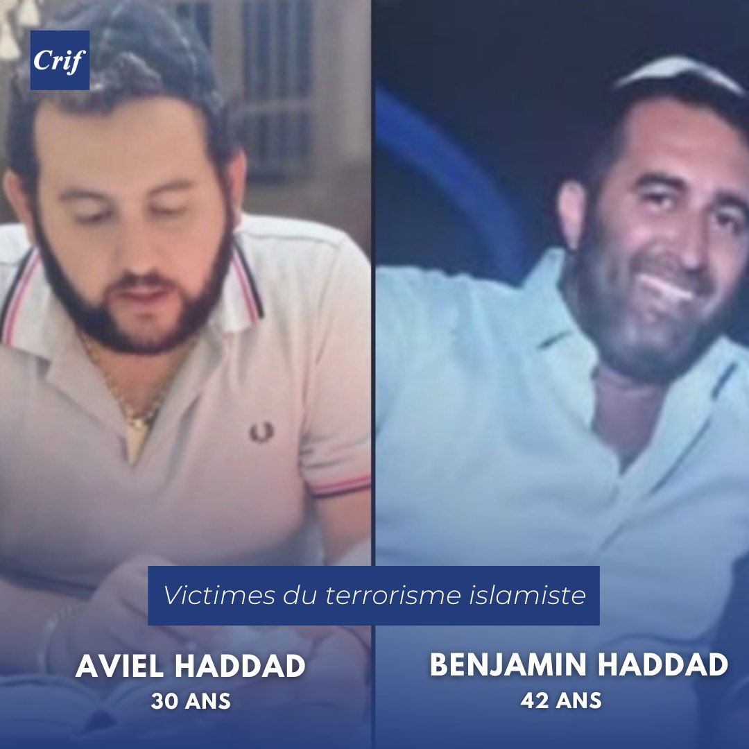 #Hommage - Le 9 mai 2023, Benjamin Haddad et Aviel Haddad, deux cousins venus en Tunisie pour un pèlerinage, étaient assassinés par un terroriste islamiste lors de l'attentat perpétré contre la synagogue de la Ghriba à Djerba. 🇹🇳 Un an après, l'antisémitisme est plus que jamais