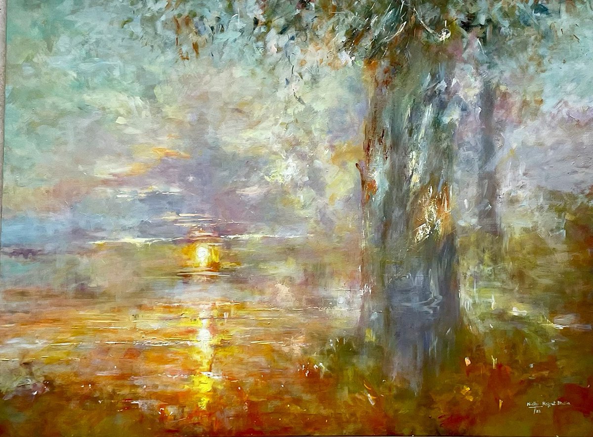 Another one of my morning paintings 🖼️.

“Misty Morning Sunrise “
Oil on linen canvas
48” X 36”

Available @SaatchiArt .
🔗Link below ⬇️ 

saatchiart.com/art/Painting-M…

#morning #sunrise #landscapepainting #saatchiartist #artcollectors #artbuyers #impressionism
